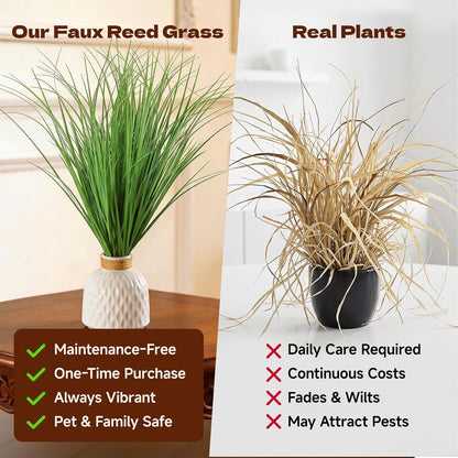 Artificial Plants Outdoor, 21" Faux Grass Greenery Stems Green&Red