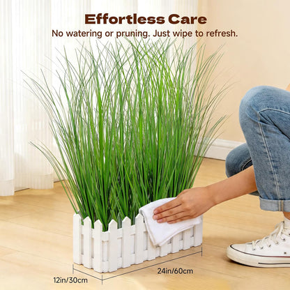 Artificial Plants Outdoor, 21" Faux Grass Greenery Stems Green&Red