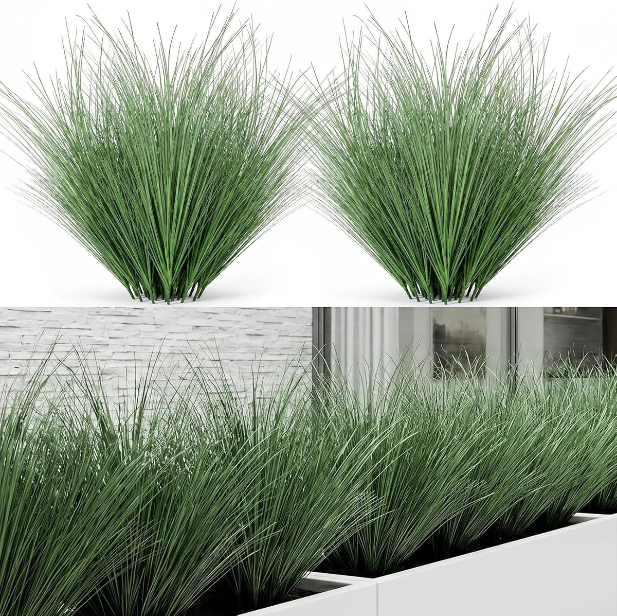 Artificial Plants Outdoor, 21" Faux Grass Greenery Stems Green&Red