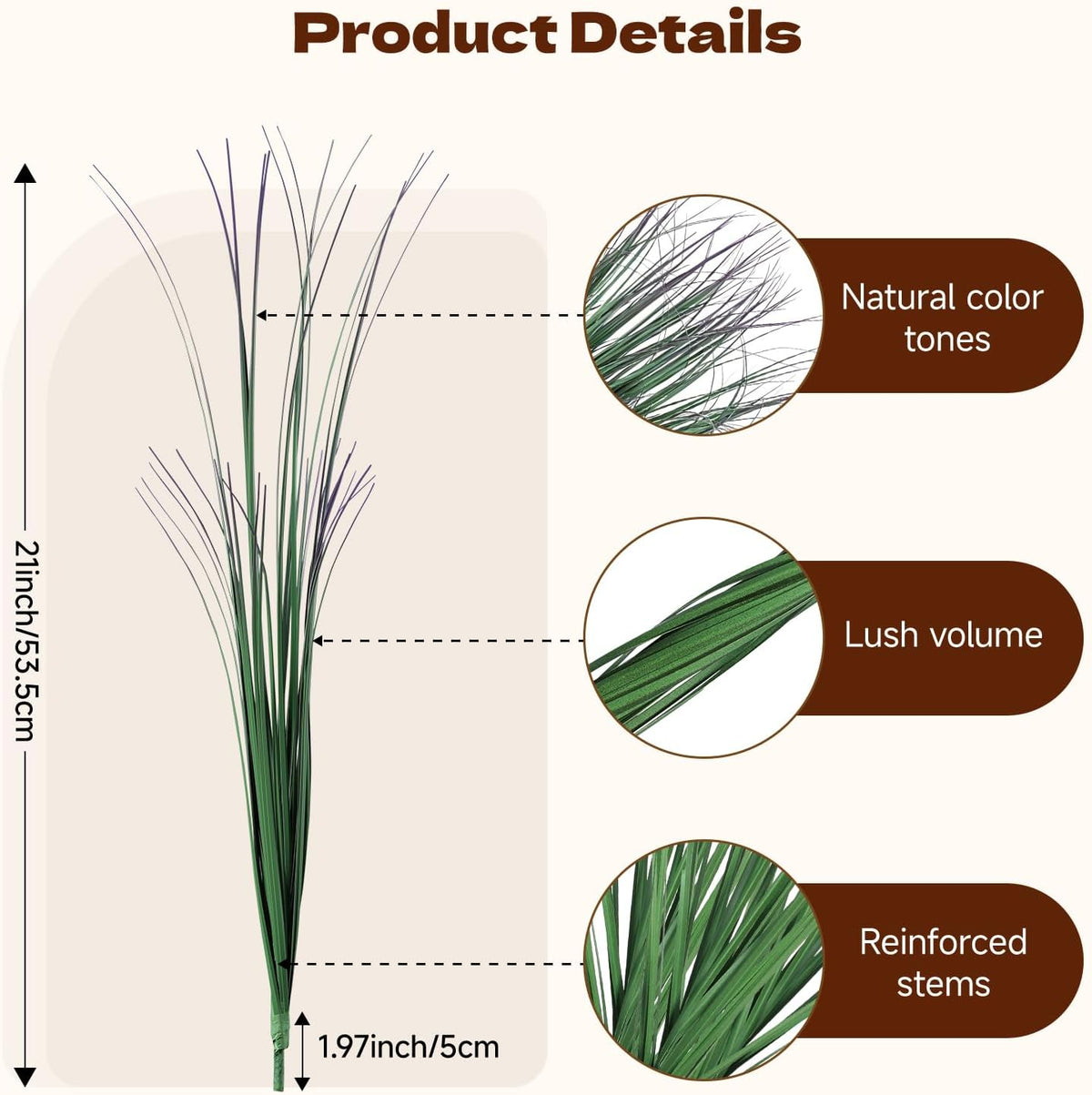 Artificial Plants Outdoor, 21" Faux Grass Greenery Stems Green&Red
