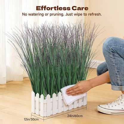 Artificial Plants Outdoor, 21" Faux Grass Greenery Stems Green&Red