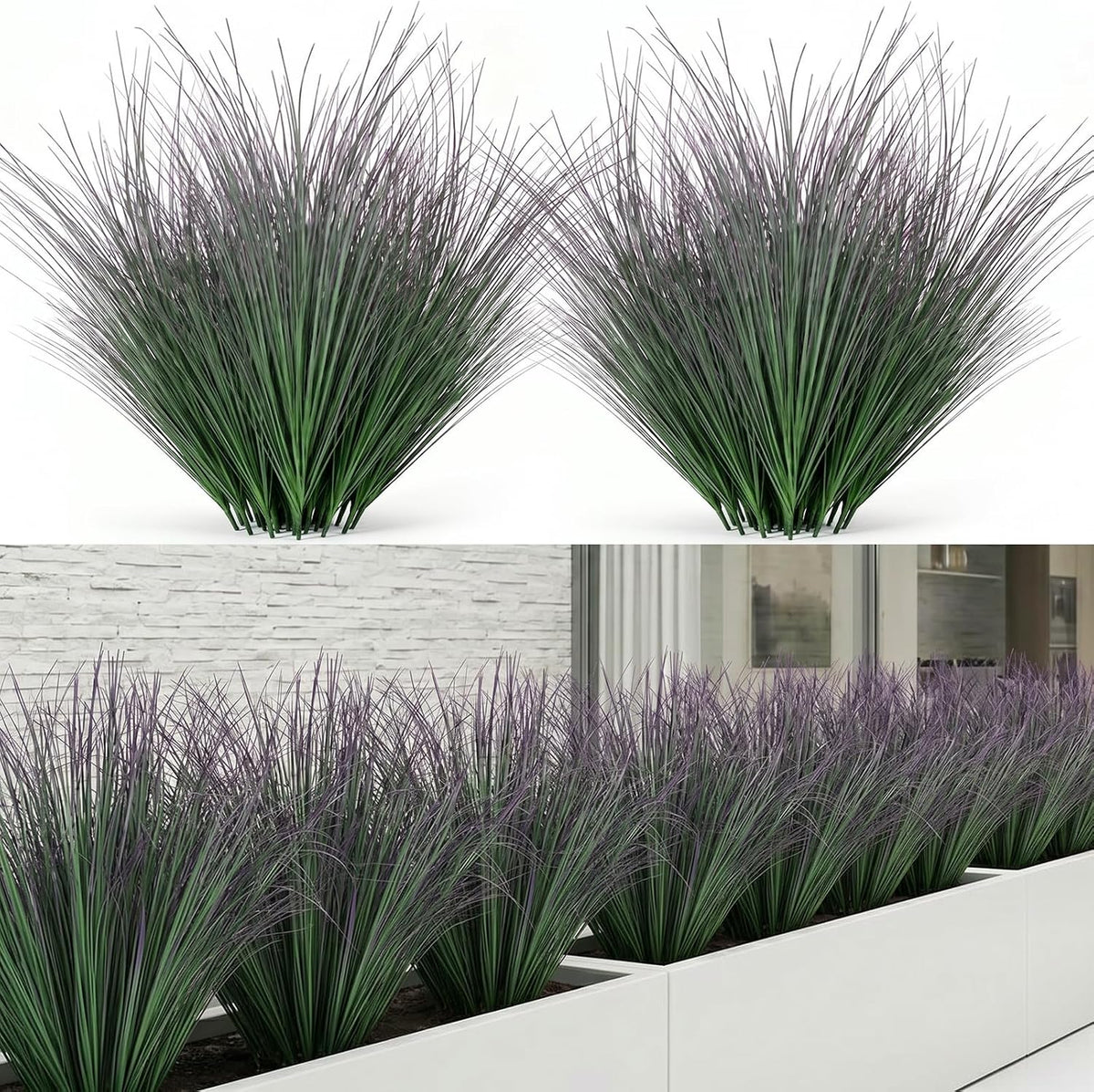 Artificial Plants Outdoor, 21" Faux Grass Greenery Stems Green&Red