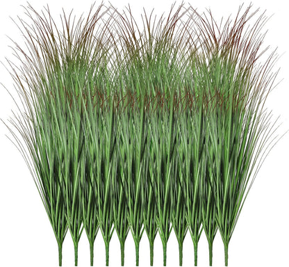 Artificial Plants Outdoor, 21" Faux Grass Greenery Stems Green&Red
