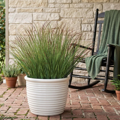 Artificial Plants Outdoor, 21" Faux Grass Greenery Stems Green&Red