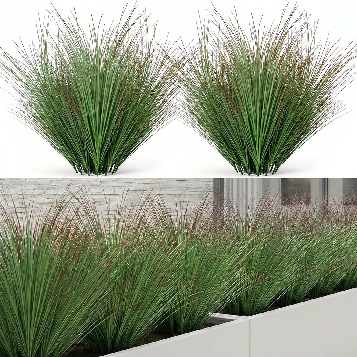 Artificial Plants Outdoor, 21" Faux Grass Greenery Stems Green&Red