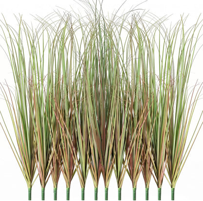 Artificial Plants Outdoor, 21" Faux Grass Greenery Stems Green&Red