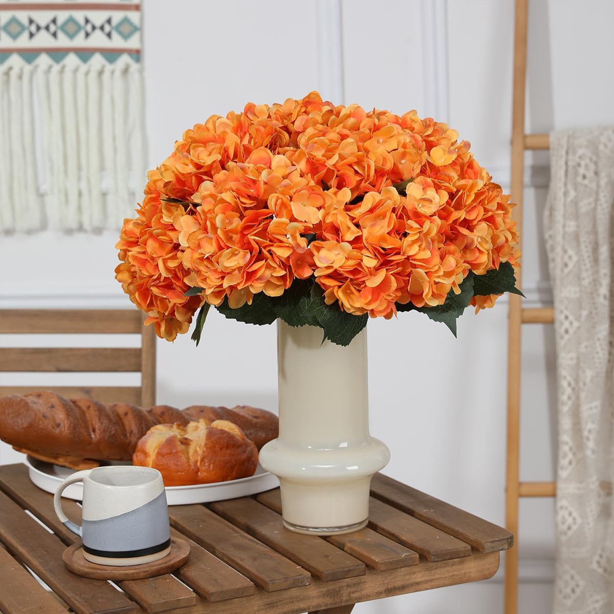 Purple Hydrangea Artificial Flowers - 5 pcs Realistic Single 18.13 in Long Stem Fake Silk Hydrangea Bouquets for Party Wedding Centerpieces Home Office Decor