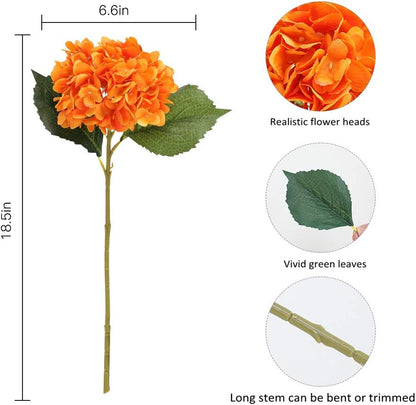 Purple Hydrangea Artificial Flowers - 5 pcs Realistic Single 18.13 in Long Stem Fake Silk Hydrangea Bouquets for Party Wedding Centerpieces Home Office Decor