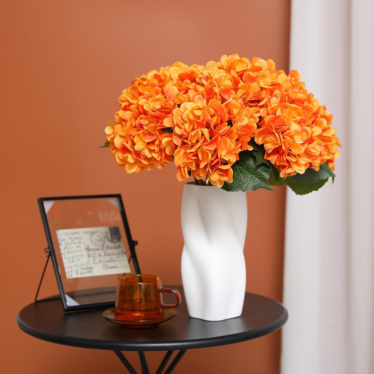 Purple Hydrangea Artificial Flowers - 5 pcs Realistic Single 18.13 in Long Stem Fake Silk Hydrangea Bouquets for Party Wedding Centerpieces Home Office Decor