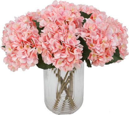 Purple Hydrangea Artificial Flowers - 5 pcs Realistic Single 18.13 in Long Stem Fake Silk Hydrangea Bouquets for Party Wedding Centerpieces Home Office Decor