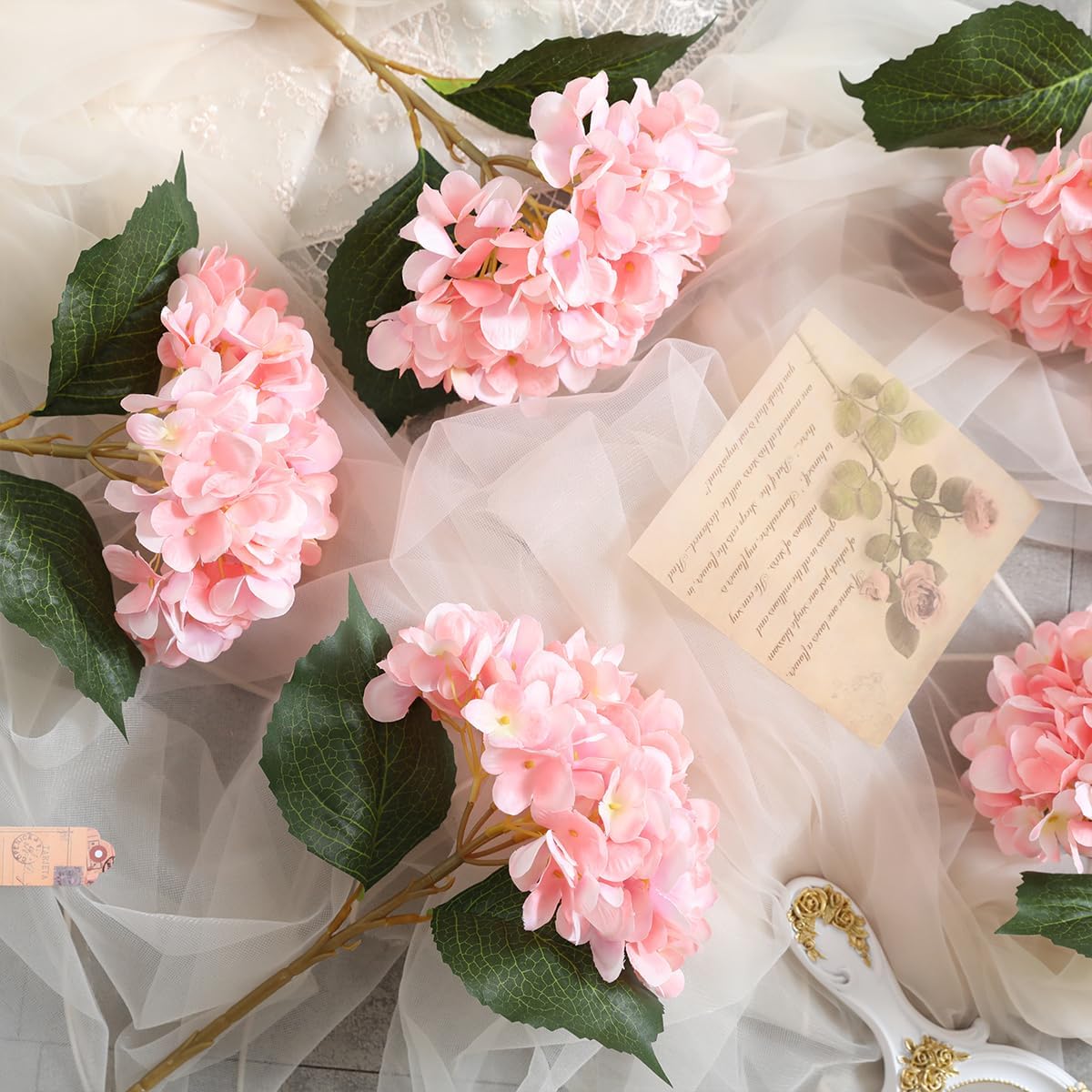 Purple Hydrangea Artificial Flowers - 5 pcs Realistic Single 18.13 in Long Stem Fake Silk Hydrangea Bouquets for Party Wedding Centerpieces Home Office Decor