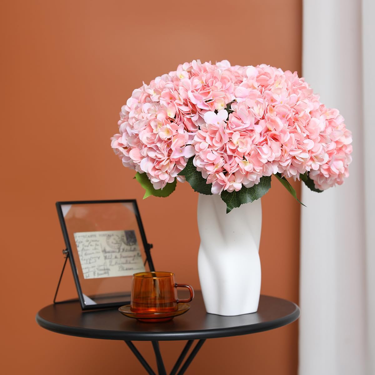 Purple Hydrangea Artificial Flowers - 5 pcs Realistic Single 18.13 in Long Stem Fake Silk Hydrangea Bouquets for Party Wedding Centerpieces Home Office Decor