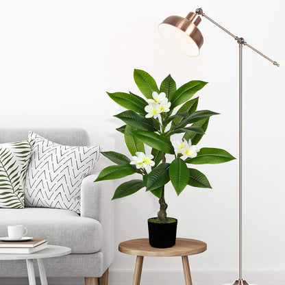Artificial Plants Indoor 26.77'' Fake Tropical Plumeria Flowers Tree Plants in Black Pot, Hawaiian Yellow Plumeria Faux Frangipani Tree Floor Plant for Home Office Wedding Decor