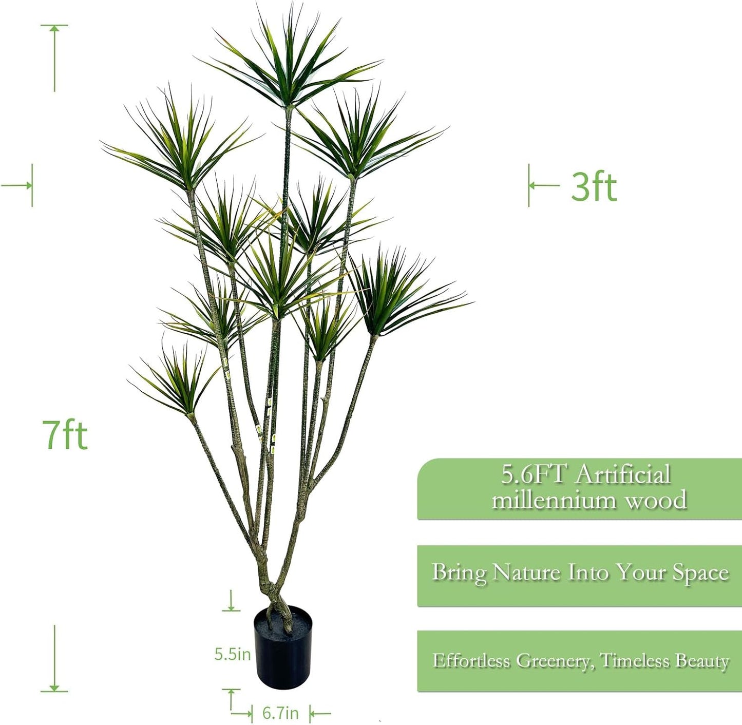 Artificial Dracaena marginata,5ft Tall Fake Plants Artificial Dracaena marginata Plants for Indoor, Fake Trees for Office Home Living Room Floor Patio Greening Porch Decor