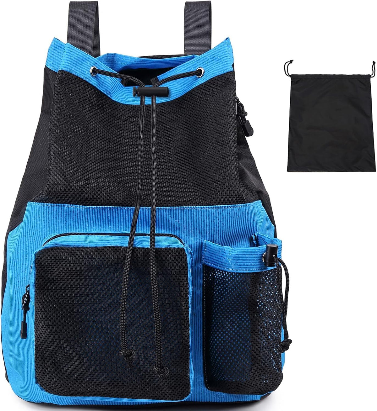 Large Mesh Drawstring Backpack with Shoe Bag, Durable Swimming String Sack with Handle for Sports Gym Yoga Beach Travel