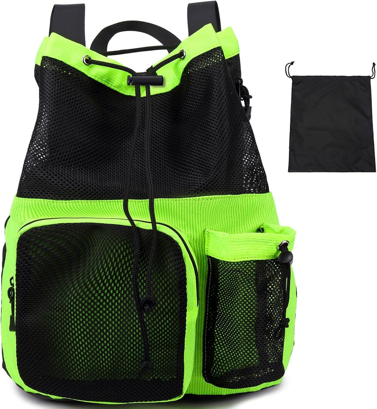 Large Mesh Drawstring Backpack with Shoe Bag, Durable Swimming String Sack with Handle for Sports Gym Yoga Beach Travel