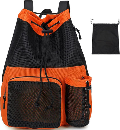 Large Mesh Drawstring Backpack with Shoe Bag, Durable Swimming String Sack with Handle for Sports Gym Yoga Beach Travel