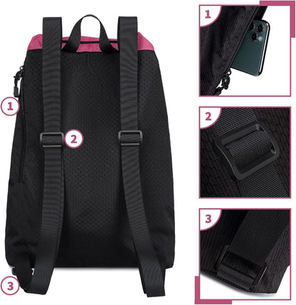 Large Mesh Drawstring Backpack with Shoe Bag, Durable Swimming String Sack with Handle for Sports Gym Yoga Beach Travel