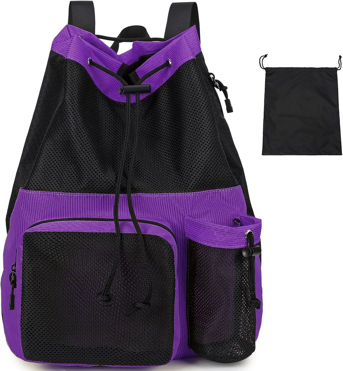 Large Mesh Drawstring Backpack with Shoe Bag, Durable Swimming String Sack with Handle for Sports Gym Yoga Beach Travel