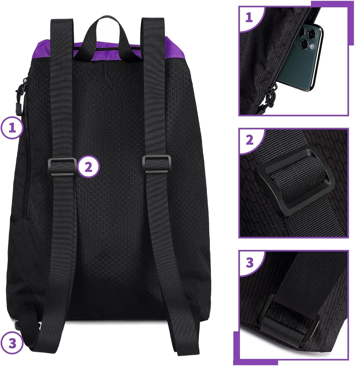 Large Mesh Drawstring Backpack with Shoe Bag, Durable Swimming String Sack with Handle for Sports Gym Yoga Beach Travel