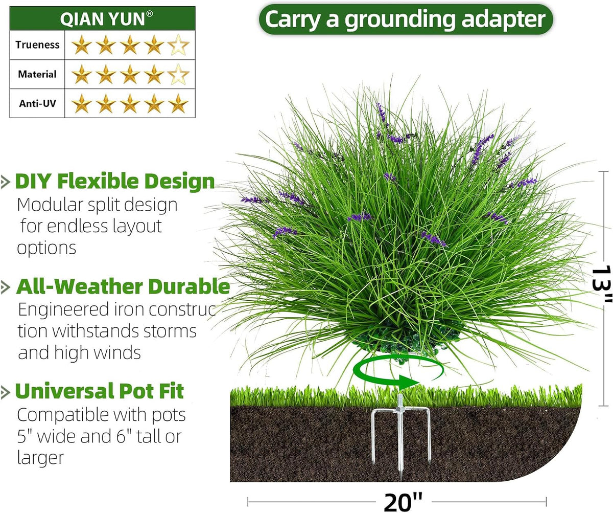 Fake Lavender Flowers with Greenery – 13'' Tall Artificial Lavender Plant, UV Resistant Faux Outdoor Decor for Garden, Patio, Lawn, Planters (2, Green)