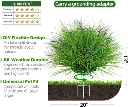 Fake Lavender Flowers with Greenery – 13'' Tall Artificial Lavender Plant, UV Resistant Faux Outdoor Decor for Garden, Patio, Lawn, Planters (2, Green)