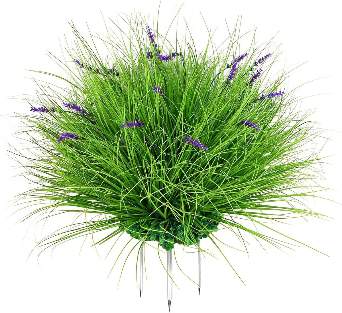Fake Lavender Flowers with Greenery – 13'' Tall Artificial Lavender Plant, UV Resistant Faux Outdoor Decor for Garden, Patio, Lawn, Planters (2, Green)