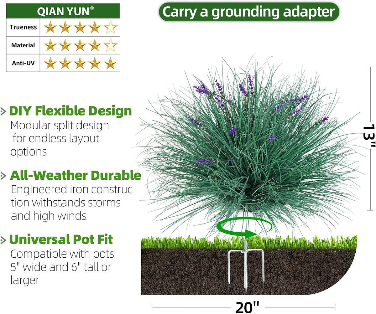 Fake Lavender Flowers with Greenery – 13'' Tall Artificial Lavender Plant, UV Resistant Faux Outdoor Decor for Garden, Patio, Lawn, Planters (2, Green)