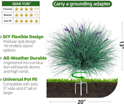 Fake Lavender Flowers with Greenery – 13'' Tall Artificial Lavender Plant, UV Resistant Faux Outdoor Decor for Garden, Patio, Lawn, Planters (2, Green)