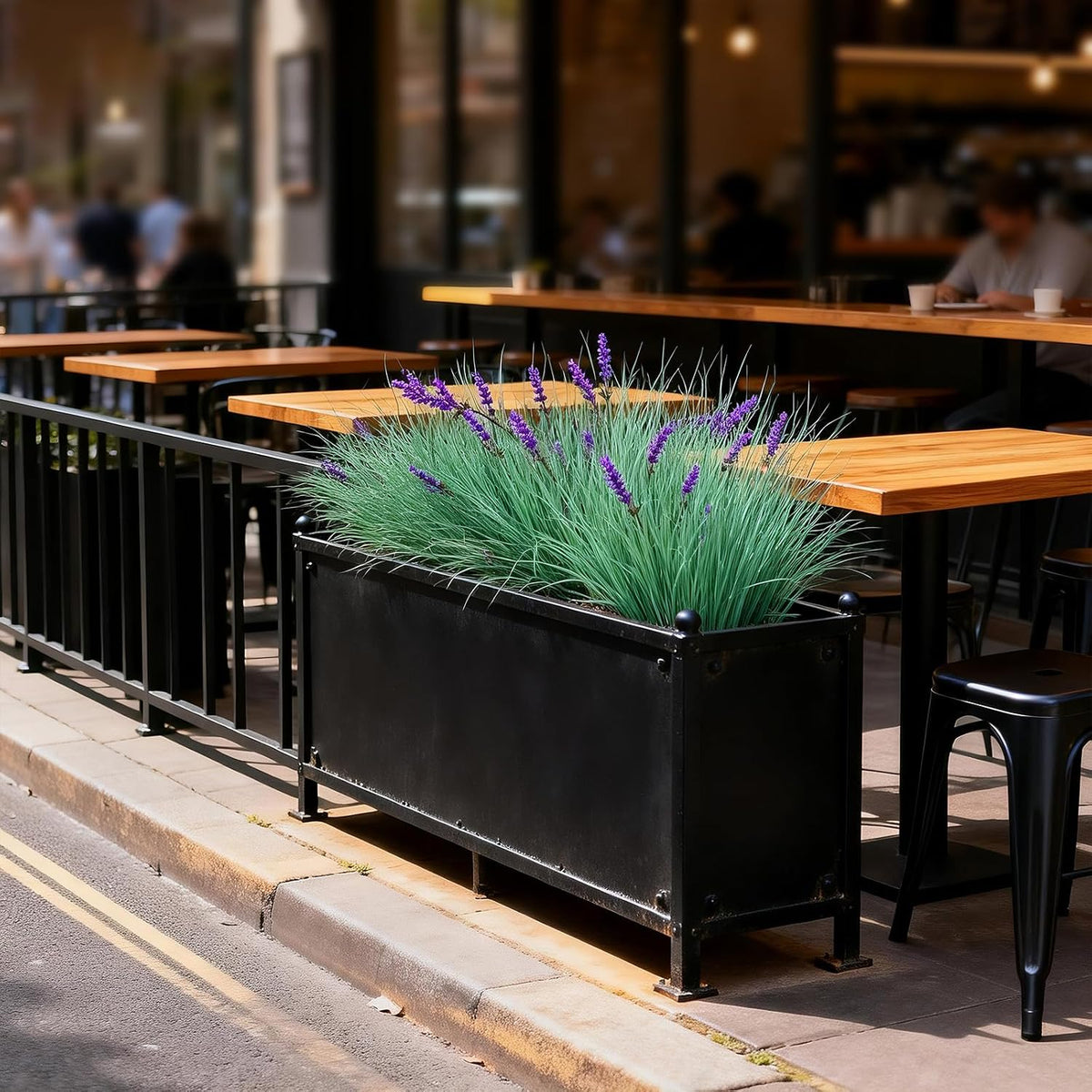 Fake Lavender Flowers with Greenery – 13'' Tall Artificial Lavender Plant, UV Resistant Faux Outdoor Decor for Garden, Patio, Lawn, Planters (2, Green)