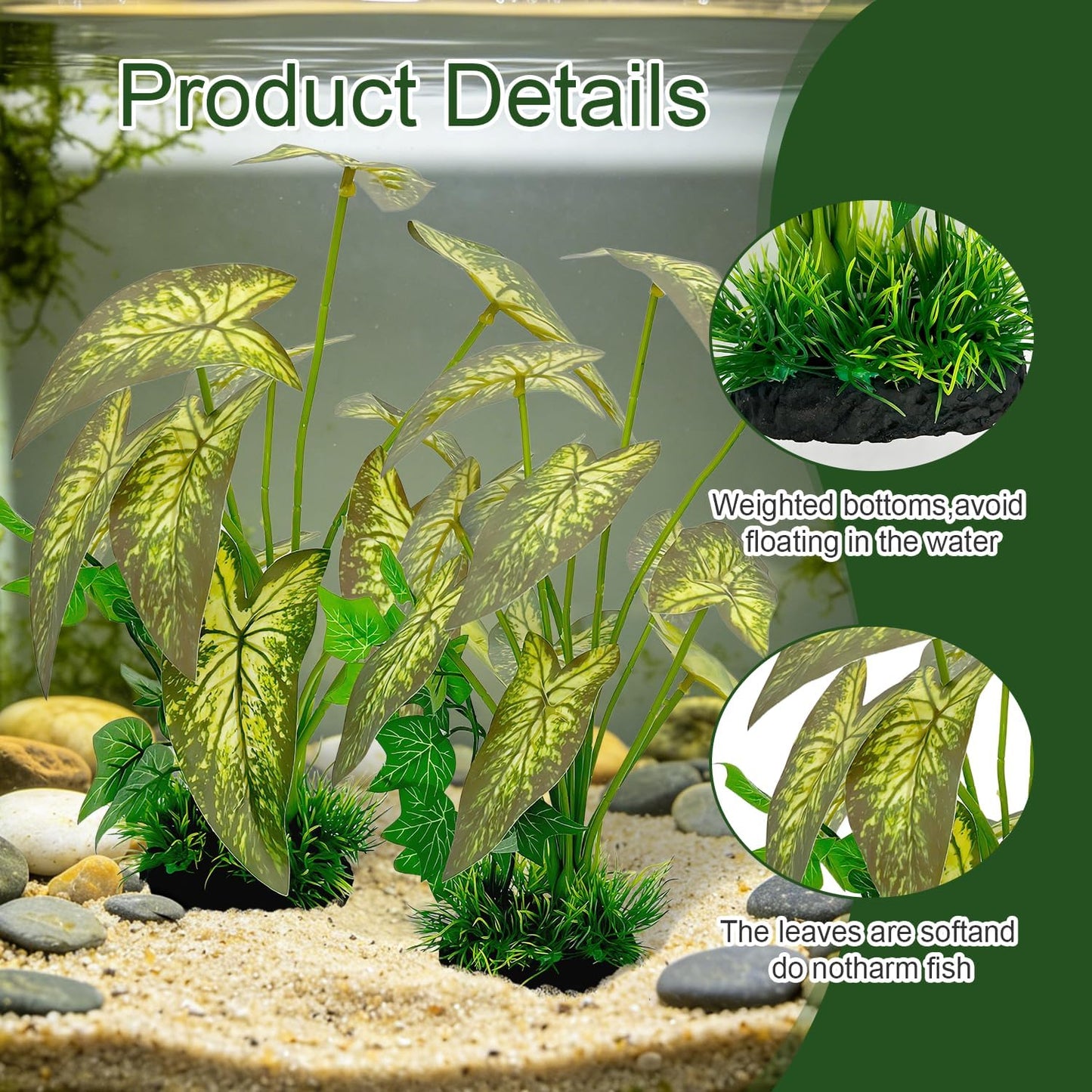 Silk Aquarium Plants 2-Pack 11.8" - Soft Silk Plants for Fish Tank, Artificial Decoration for Fish Habitats, Safe for All Fish (Red)