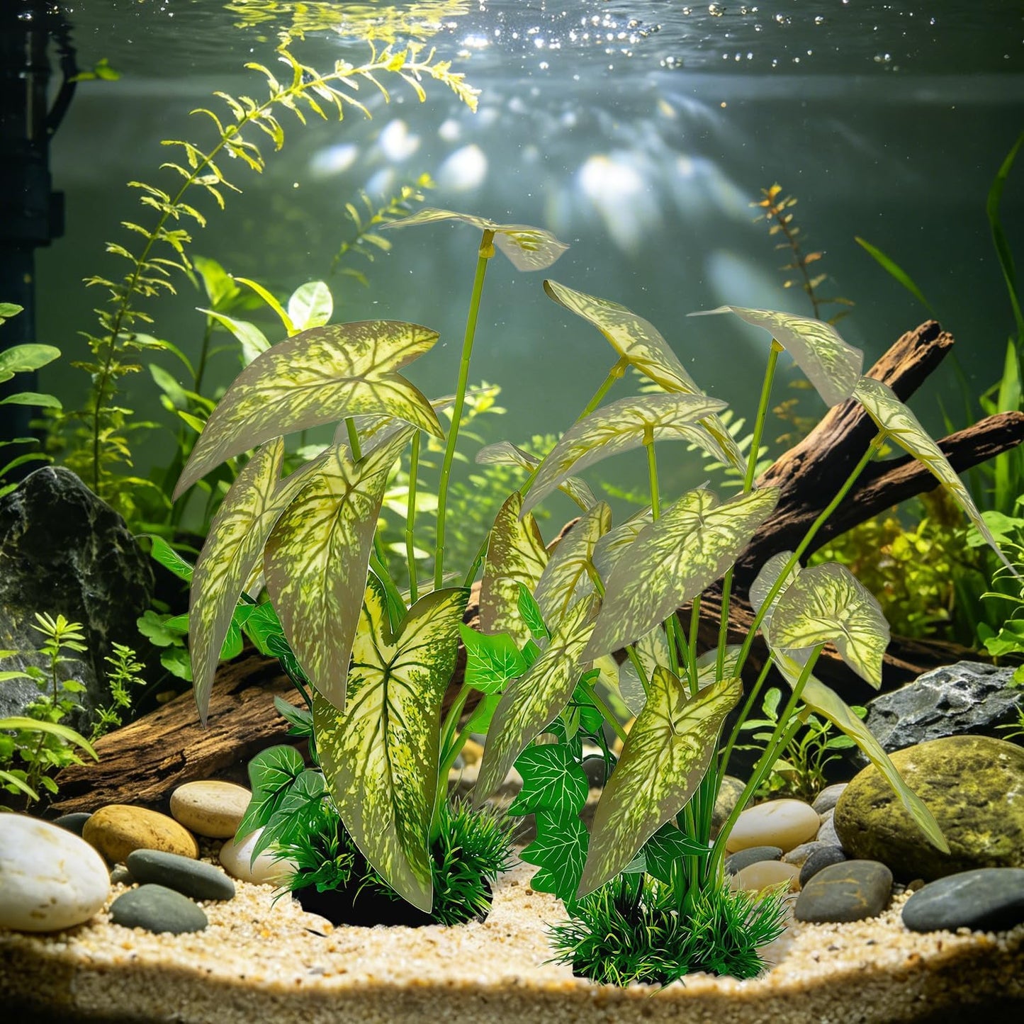 Silk Aquarium Plants 2-Pack 11.8" - Soft Silk Plants for Fish Tank, Artificial Decoration for Fish Habitats, Safe for All Fish (Red)