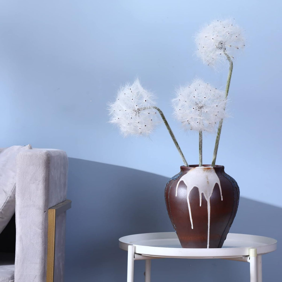 TOPIA Artificial Dandelion Flowers with LED Lights with Timer Faux Dandelion Wish Flowers for Christmas Decoration Home Decoration (4 Pcs)