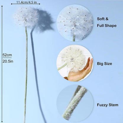 TOPIA Artificial Dandelion Flowers with LED Lights with Timer Faux Dandelion Wish Flowers for Christmas Decoration Home Decoration (4 Pcs)