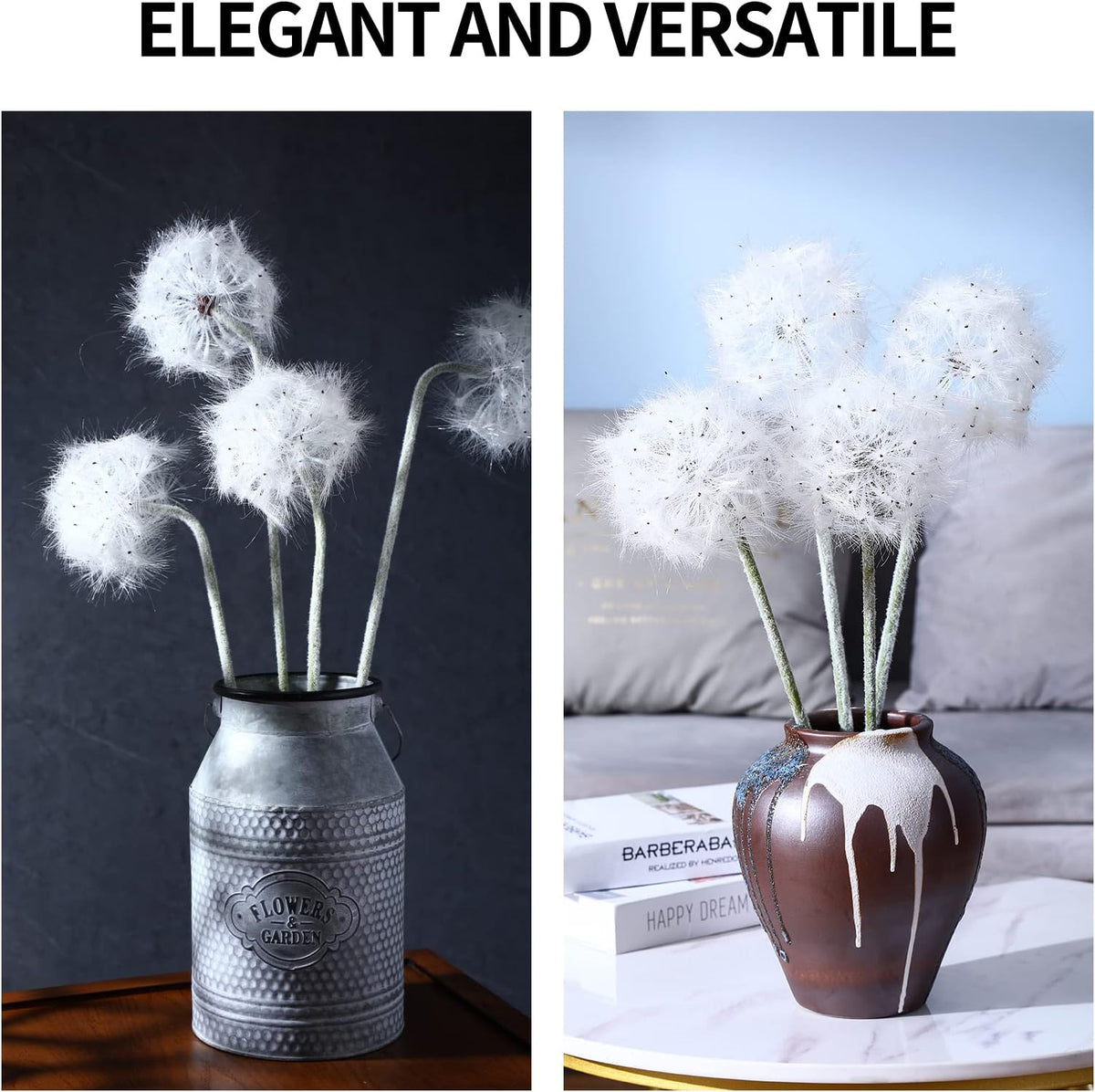 TOPIA Artificial Dandelion Flowers with LED Lights with Timer Faux Dandelion Wish Flowers for Christmas Decoration Home Decoration (4 Pcs)