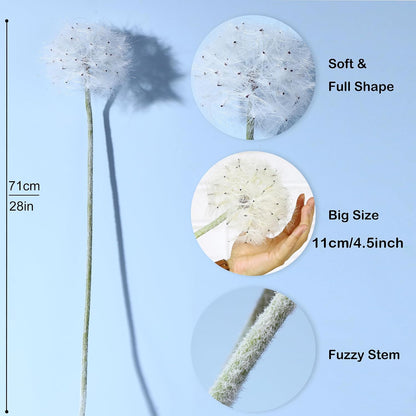 TOPIA Artificial Dandelion Flowers with LED Lights with Timer Faux Dandelion Wish Flowers for Christmas Decoration Home Decoration (4 Pcs)