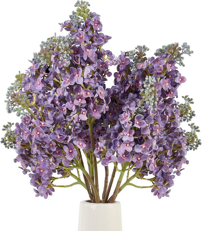 4PCS 25.6inch Lilac Artificial Flowers Purple Fake Delphinium Long Stem Silk Real Touch Flower Faux Lilac Floral Arrangement for Tall Vase Table Centerpieces Wedding Garden Home Decoration（Purple）