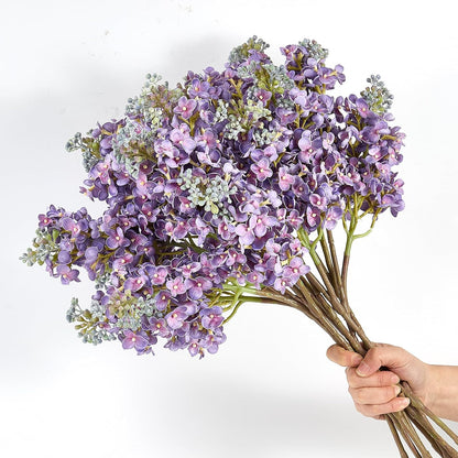 4PCS 25.6inch Lilac Artificial Flowers Purple Fake Delphinium Long Stem Silk Real Touch Flower Faux Lilac Floral Arrangement for Tall Vase Table Centerpieces Wedding Garden Home Decoration（Purple）