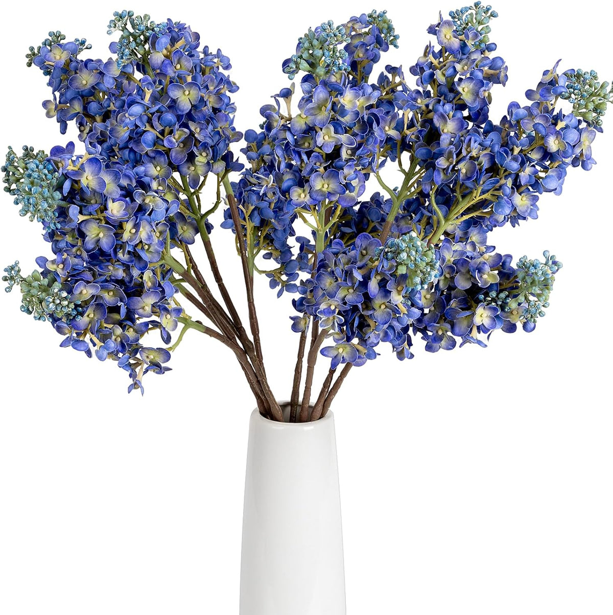 4PCS 25.6inch Lilac Artificial Flowers Purple Fake Delphinium Long Stem Silk Real Touch Flower Faux Lilac Floral Arrangement for Tall Vase Table Centerpieces Wedding Garden Home Decoration（Purple）