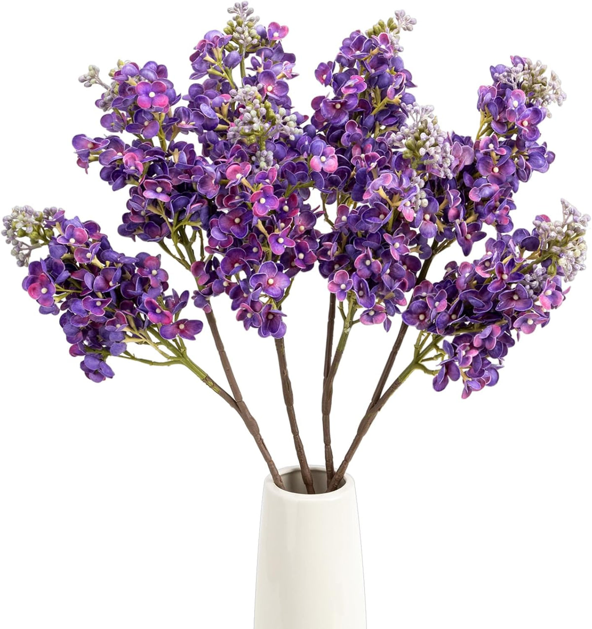 4PCS 25.6inch Lilac Artificial Flowers Purple Fake Delphinium Long Stem Silk Real Touch Flower Faux Lilac Floral Arrangement for Tall Vase Table Centerpieces Wedding Garden Home Decoration（Purple）