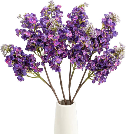 4PCS 25.6inch Lilac Artificial Flowers Purple Fake Delphinium Long Stem Silk Real Touch Flower Faux Lilac Floral Arrangement for Tall Vase Table Centerpieces Wedding Garden Home Decoration（Purple）
