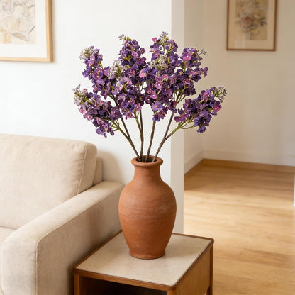 4PCS 25.6inch Lilac Artificial Flowers Purple Fake Delphinium Long Stem Silk Real Touch Flower Faux Lilac Floral Arrangement for Tall Vase Table Centerpieces Wedding Garden Home Decoration（Purple）