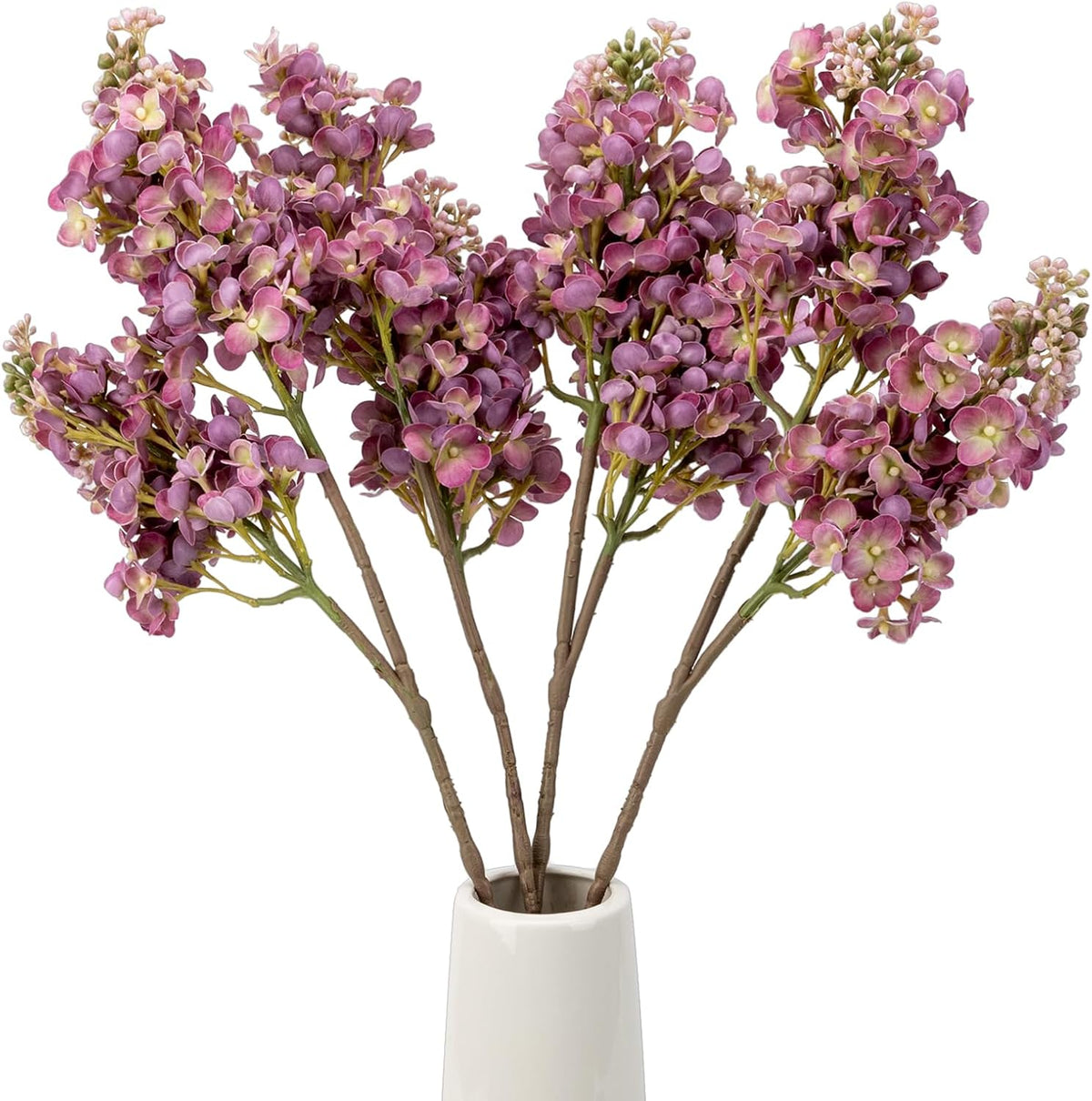 4PCS 25.6inch Lilac Artificial Flowers Purple Fake Delphinium Long Stem Silk Real Touch Flower Faux Lilac Floral Arrangement for Tall Vase Table Centerpieces Wedding Garden Home Decoration（Purple）