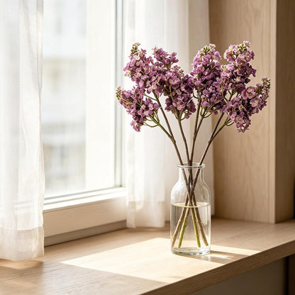 4PCS 25.6inch Lilac Artificial Flowers Purple Fake Delphinium Long Stem Silk Real Touch Flower Faux Lilac Floral Arrangement for Tall Vase Table Centerpieces Wedding Garden Home Decoration（Purple）