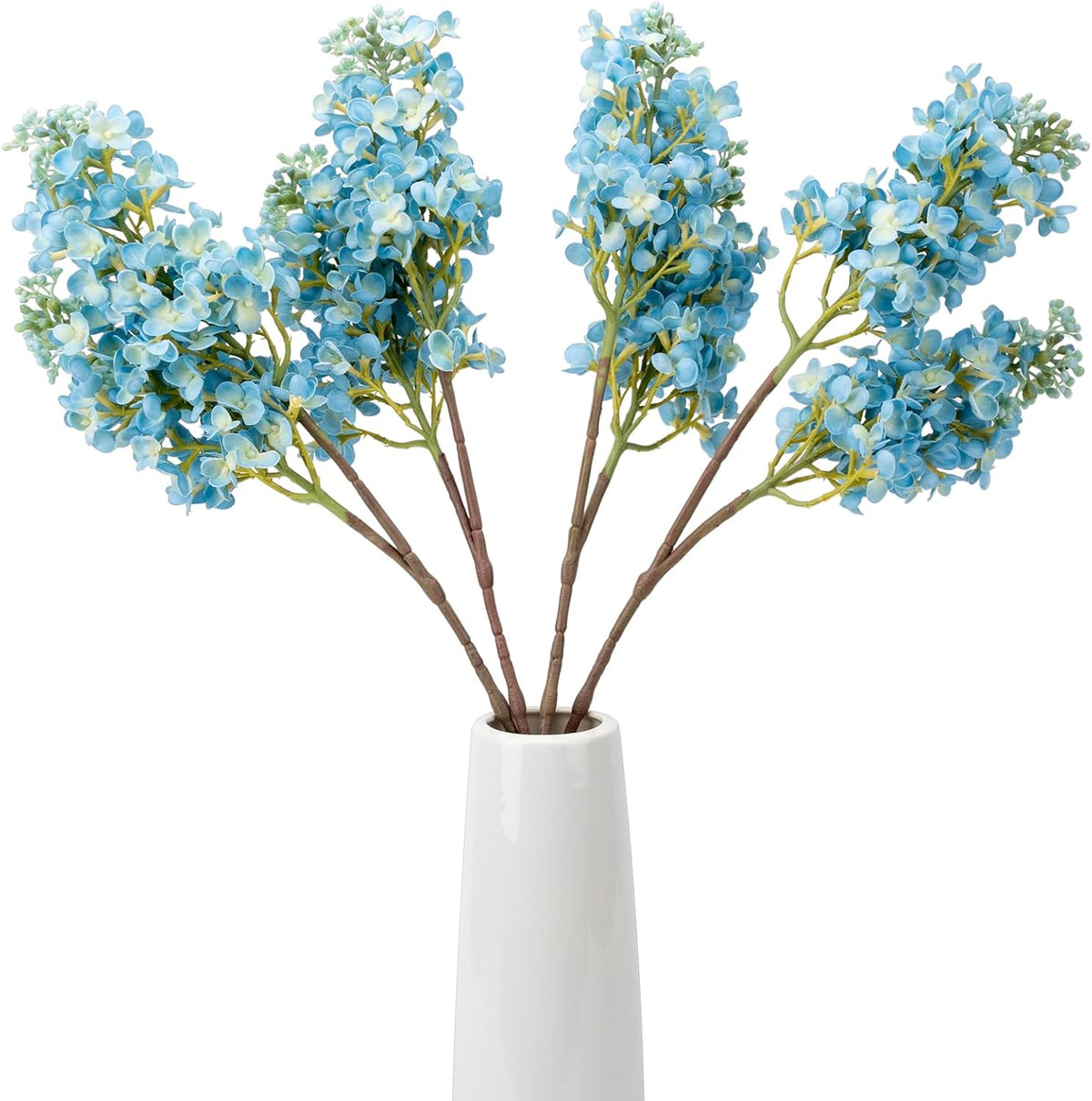 4PCS 25.6inch Lilac Artificial Flowers Purple Fake Delphinium Long Stem Silk Real Touch Flower Faux Lilac Floral Arrangement for Tall Vase Table Centerpieces Wedding Garden Home Decoration（Purple）