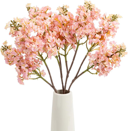 4PCS 25.6inch Lilac Artificial Flowers Purple Fake Delphinium Long Stem Silk Real Touch Flower Faux Lilac Floral Arrangement for Tall Vase Table Centerpieces Wedding Garden Home Decoration（Purple）