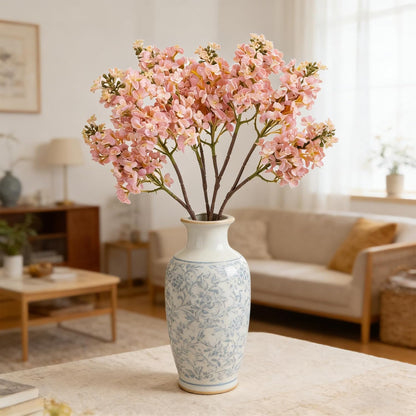 4PCS 25.6inch Lilac Artificial Flowers Purple Fake Delphinium Long Stem Silk Real Touch Flower Faux Lilac Floral Arrangement for Tall Vase Table Centerpieces Wedding Garden Home Decoration（Purple）