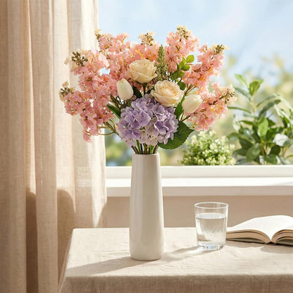 4PCS 25.6inch Lilac Artificial Flowers Purple Fake Delphinium Long Stem Silk Real Touch Flower Faux Lilac Floral Arrangement for Tall Vase Table Centerpieces Wedding Garden Home Decoration（Purple）