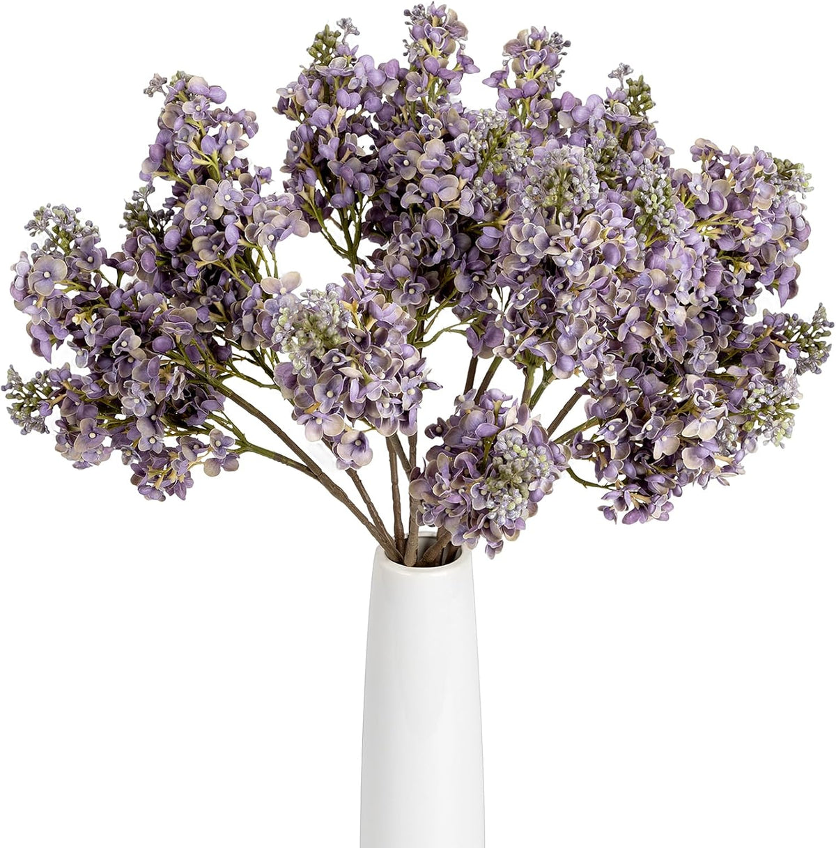 4PCS 25.6inch Lilac Artificial Flowers Purple Fake Delphinium Long Stem Silk Real Touch Flower Faux Lilac Floral Arrangement for Tall Vase Table Centerpieces Wedding Garden Home Decoration（Purple）
