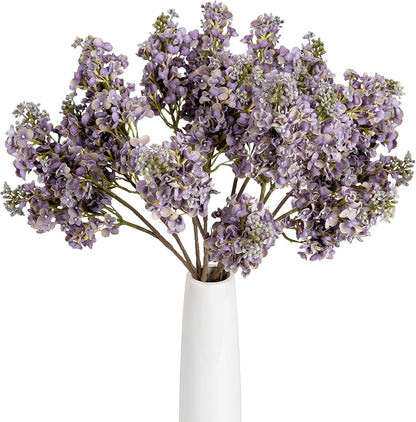 4PCS 25.6inch Lilac Artificial Flowers Purple Fake Delphinium Long Stem Silk Real Touch Flower Faux Lilac Floral Arrangement for Tall Vase Table Centerpieces Wedding Garden Home Decoration（Purple）